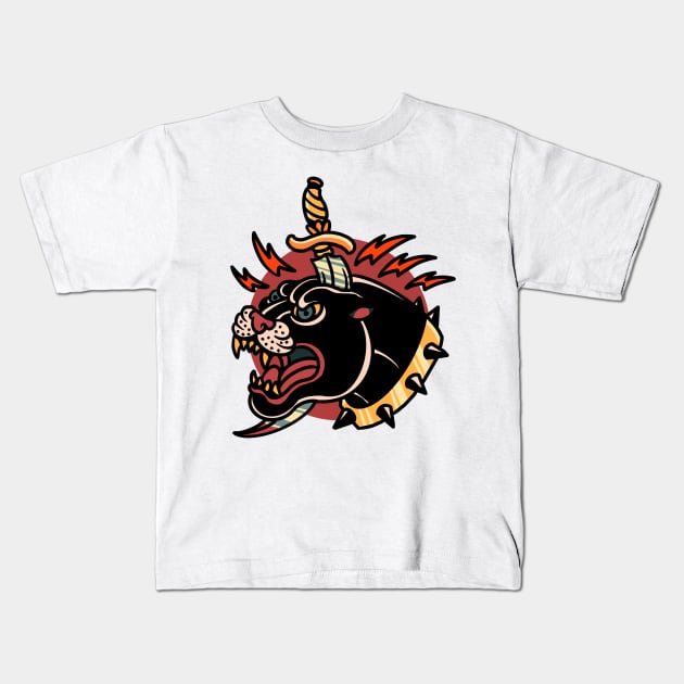 panther and dagger tattoo Kids T-Shirt by donipacoceng